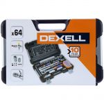 фото Набор головок Dexell 64 предмета, пластиковый ящик