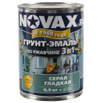 фото Эмаль-грунт по ржавчине Novax 3в1 цвет серый 0.9 кг