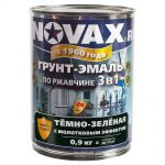 фото Эмаль молотковая Novax 3в1 цвет тёмно-зелёный 0.9 кг