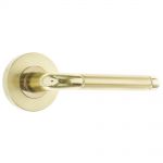 фото Ручки дверные на розетке ASS-6329, цвет золото/матовое золото